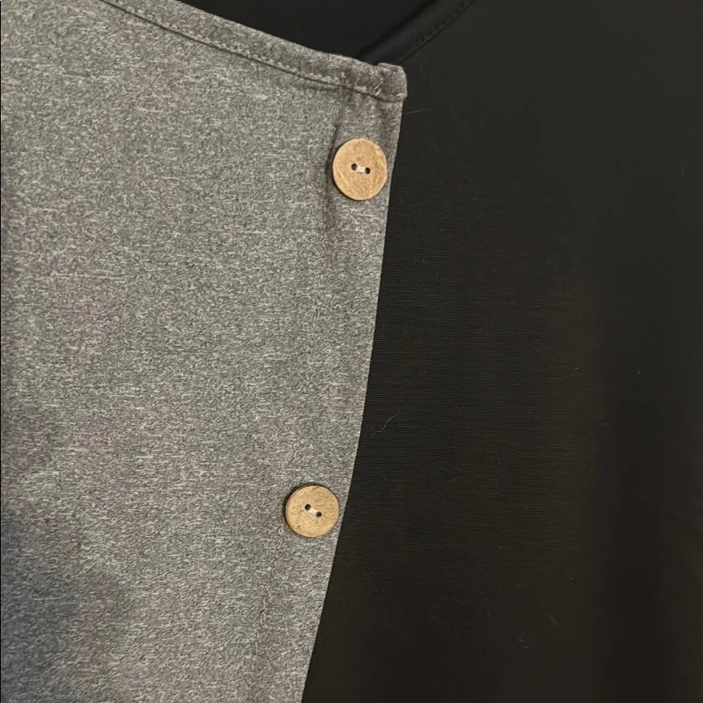 Gray and Black Asymmetrical Button Down Shirt - Picture 2 of 4